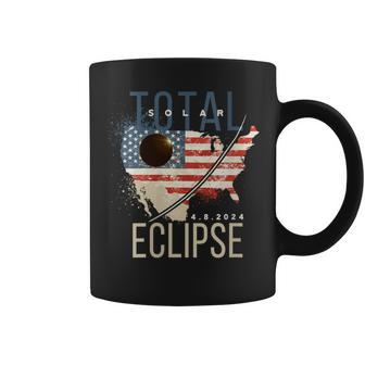 2024 Solar EclipseTotal Solar Eclipse Path American Flag Coffee Mug | Mazezy