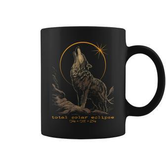 2024 Total Solar Eclipse April 8 Wolf Coffee Mug - Monsterry