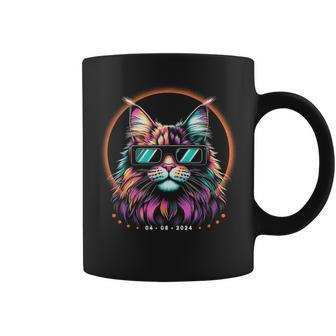 2024 Total Solar Eclipse Cat With Glasses April Date Coffee Mug | Mazezy