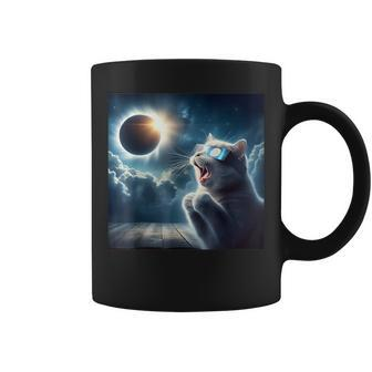 2024 Total Solar Eclipse Cat Wearing Glasses Totality Cat Coffee Mug - Monsterry CA