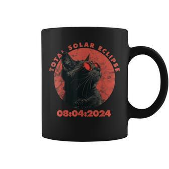2024 Total Solar Eclipse Cat With Glasses Coffee Mug - Seseable