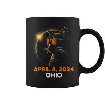 2024 Total Solar Eclipse Usa Ohio Cat Glasses April 8 Coffee Mug - Monsterry