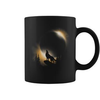 2024 Total Solar Eclipse Wolf Moon And Sun Coffee Mug - Monsterry