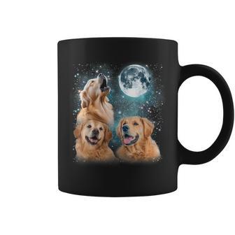 3 Golden Retriever Moon Howling For Men Women Coffee Mug - Monsterry AU