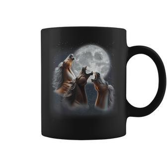 3 Horses Howling At The Moon Horse Lover Equestrian Coffee Mug | Mazezy AU