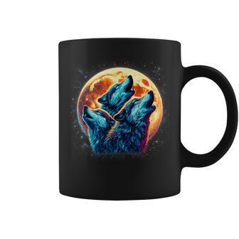 3 Wolves Howling At The Moon Wolf Animal Coffee Mug - Monsterry CA