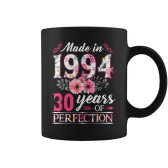 30 Year Old Made In 1994 Floral Flower 30Th Birthday Womens Coffee Mug - Monsterry