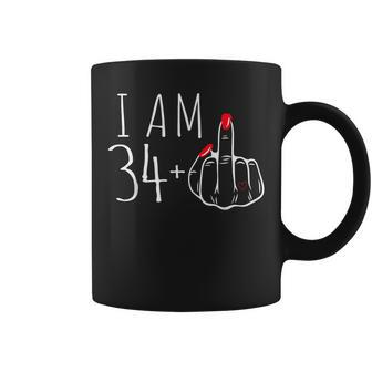 I Am 34 Plus 1 Middle Finger 34Th Women's Birthday Coffee Mug - Monsterry CA