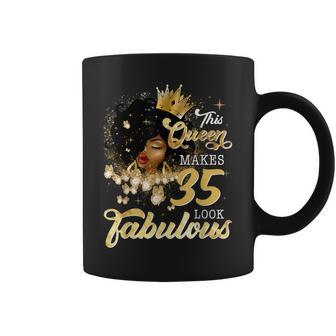 35Th Birthday Queen 35 Years Old Black Girl Afro Woman Coffee Mug - Thegiftio UK