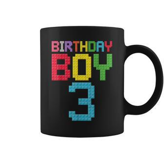 3Rd Birthday Boy Master Builder 3 Years Old Block Building Coffee Mug - Monsterry