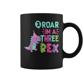 3Rd Birthday Dinosaur Girl T-Rex Matching Family Party Three Coffee Mug - Monsterry