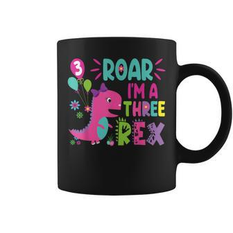 3Rd Birthday Dinosaur Girl T-Rex Matching Family Party Three Coffee Mug - Seseable