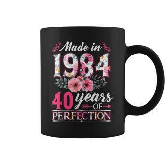 40 Year Old Made In 1984 Floral Flower 40Th Birthday Womens Coffee Mug - Monsterry DE