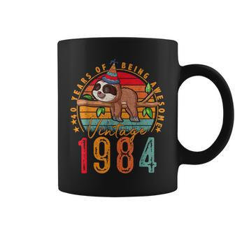 40 Years Old Sloth Lover Vintage 1984 40Th Birthday Coffee Mug - Monsterry