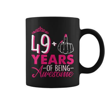 I Am 49 Plus 1 Middle Finger Pink Queen Crown 49Th Birthday Coffee Mug - Thegiftio UK