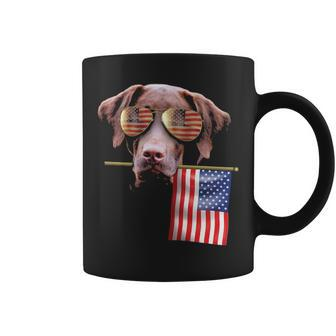 4Th Of July Fun American Flag Chocolate Labrador Dog Lover Gif Coffee Mug | Mazezy