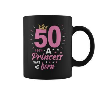 50 Birthday A Princess Was Born Vintage 1974 Girl Birthday Coffee Mug - Thegiftio UK