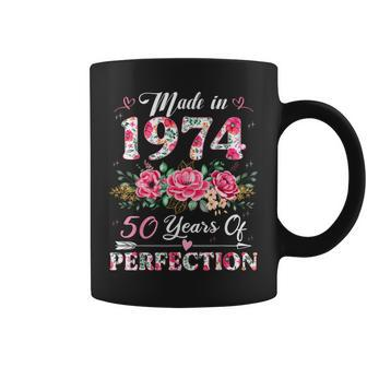 50 Year Old Made In 1974 Floral 50Th Birthday Women Coffee Mug - Thegiftio UK