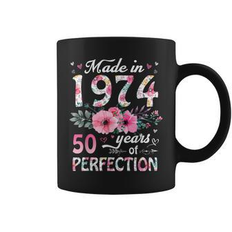 50 Year Old Made In 1974 Floral 50Th Birthday Women Coffee Mug - Seseable