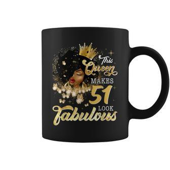 51St Birthday Queen 51 Years Old Black Girl Afro Woman Coffee Mug - Seseable
