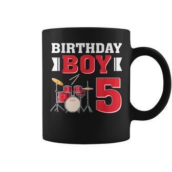 5Th Birthday Boy Drummer Drum 5 Year Old Birthday Party Coffee Mug | Mazezy UK