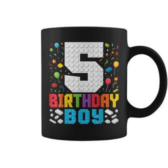 5Th Birthday Boys Master Builder Five Years Blocks Building Coffee Mug - Seseable