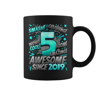5Th Birthday Comic Style Awesome Since 2019 5 Year Old Boy Coffee Mug - Monsterry DE