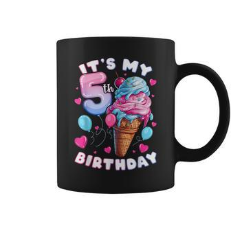 5Th Birthday Girl 5 Years Ice Cream Number 5 Coffee Mug - Monsterry DE