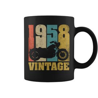 66Th Birthday Biker Retro Vintage 1958 Biker Motorcycle Coffee Mug - Monsterry