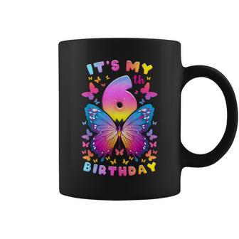 6Th Birthday Girl 6 Years Butterfly Number 6 Coffee Mug - Monsterry CA