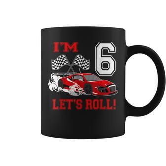 6Th Birthday Race Car 6 Year Old Let's Roll Toddler Boy Coffee Mug - Monsterry