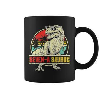 7 Year Old Dinosaur Birthday 7Th T Rex Dino Seven Saurus Coffee Mug | Mazezy CA