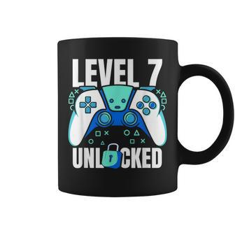 7 Year Old Gamer Gaming 7Th Birthday Level 7 Unlocked Coffee Mug - Seseable