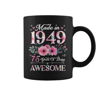 75 Year Old Made In 1949 Floral 75Th Birthday Women Coffee Mug - Monsterry