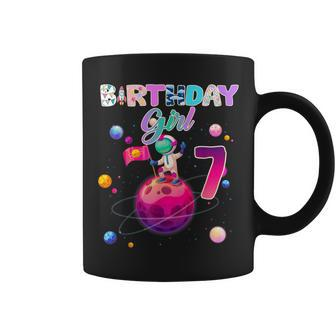 7Th Birthday 7 Years Old Astronaut Space Galaxy Girl Coffee Mug - Thegiftio UK