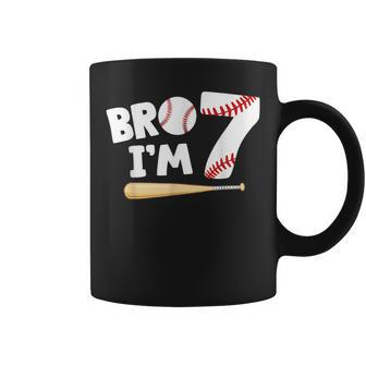 7Th Birthday Boy Bro I'm 7 Year Old Baseball Theme Coffee Mug - Monsterry
