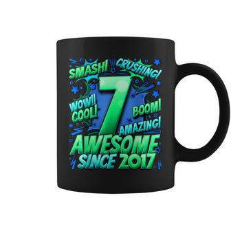 7Th Birthday Comic Style Awesome Since 2017 7 Year Old Boy Coffee Mug | Mazezy