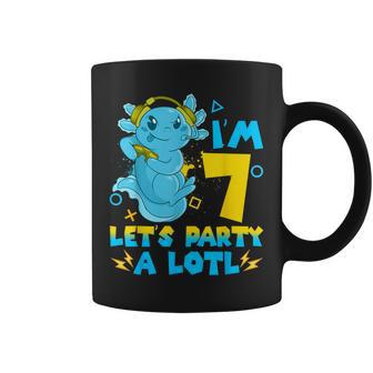 7Th Birthday Cute Axolotl 7 Year Old Boys Girls Video Gamer Coffee Mug - Monsterry DE