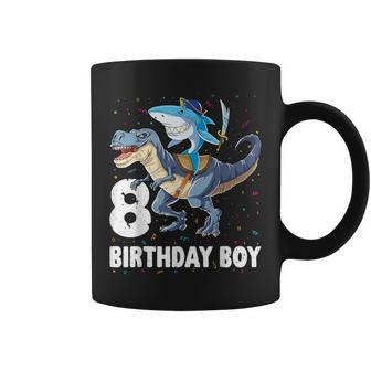 8 Year Old 8Th Birthday Boy Shark Dinosaur Pirate Coffee Mug - Monsterry UK