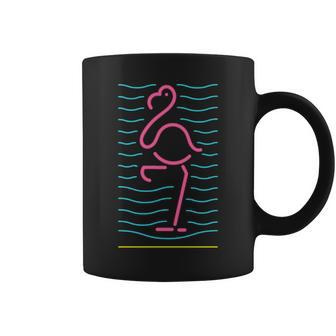 80S Retro Neon Sign Pink Flamingo Bird 80'S Coffee Mug | Mazezy