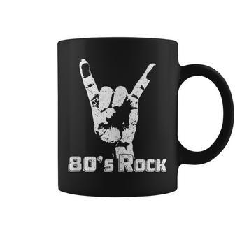 80S Rock N Roll Band Hand Horns Vintage Style Coffee Mug - Monsterry AU