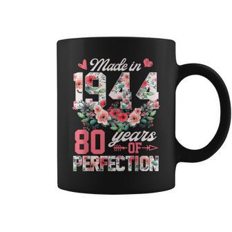 80Th Birthday Born In 1944 Floral 80 Year Old Girls Coffee Mug - Thegiftio UK
