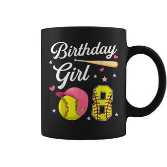 8Th Birthday Softball Player Themed Girls Eight 8 Years Old Coffee Mug - Monsterry DE