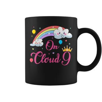 9 Year Old Birthday Decorations Rainbow On Cloud Nine 9Th Coffee Mug - Seseable