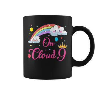 9 Year Old Birthday Decorations Rainbow On Cloud Nine 9Th Coffee Mug - Thegiftio UK