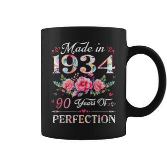 90 Year Old Made In 1934 Floral 90Th Birthday Women Coffee Mug - Seseable