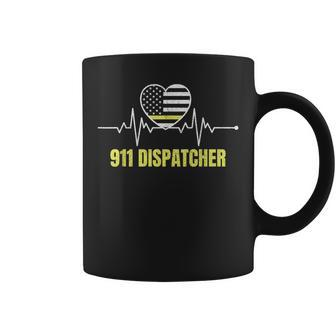 911 Dispatcher Thin Yellow Line Dispatch Us American Flag Coffee Mug - Seseable