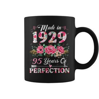 95 Year Old Made In 1929 Floral 95Th Birthday Women Coffee Mug - Seseable