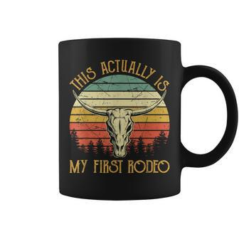 This Actually Is My First Rodeo Country Western Bull Skull Coffee Mug - Thegiftio UK