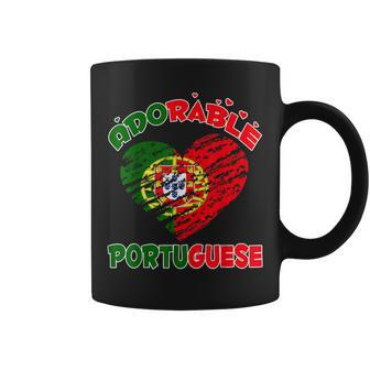 Adorable Portuguese Heart Distressed Flag Souvenir Coffee Mug - Monsterry DE
